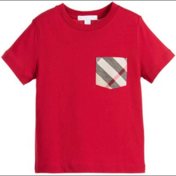 Burberry Other - Burberry Boys Red T-Shirt Signature Plaid Pocket